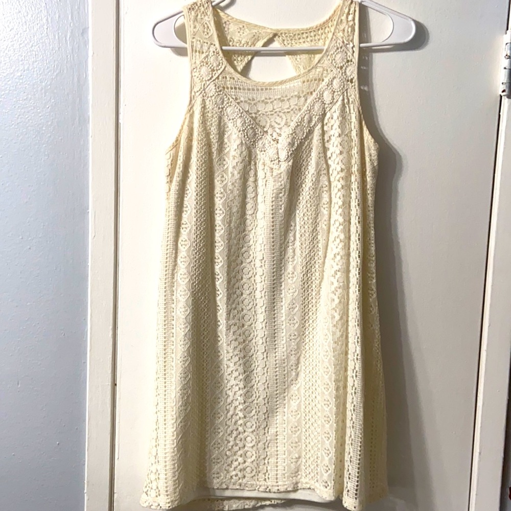 Lace keyhole back mini dress